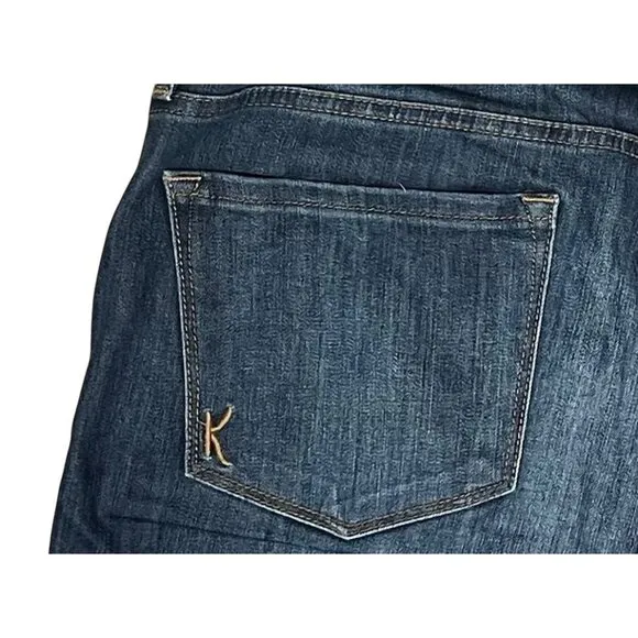 Kut From The Kloth Midrise Straight Boyfriend Jeans Women Size 12 Blue Denim