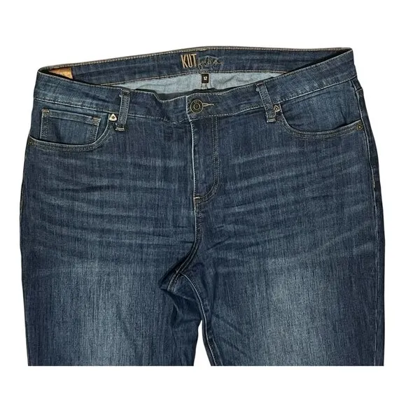 Kut From The Kloth Midrise Straight Boyfriend Jeans Women Size 12 Blue Denim