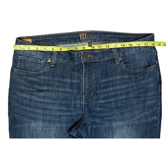 Kut From The Kloth Midrise Straight Boyfriend Jeans Women Size 12 Blue Denim
