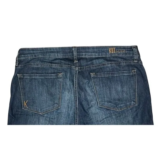 Kut From The Kloth Midrise Straight Boyfriend Jeans Women Size 12 Blue Denim