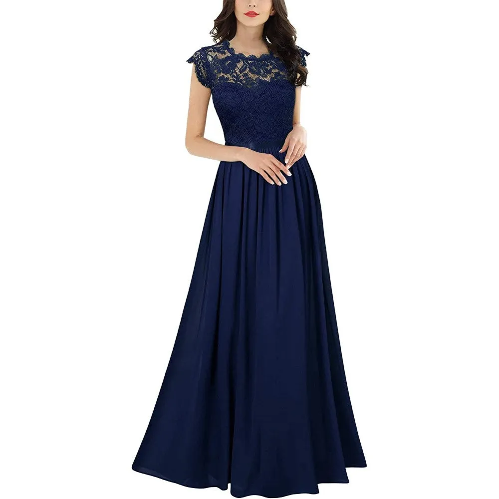 Lace Bridesmaid Dress Floral Evening Party Maxi Dress Wedding Guest Dress
