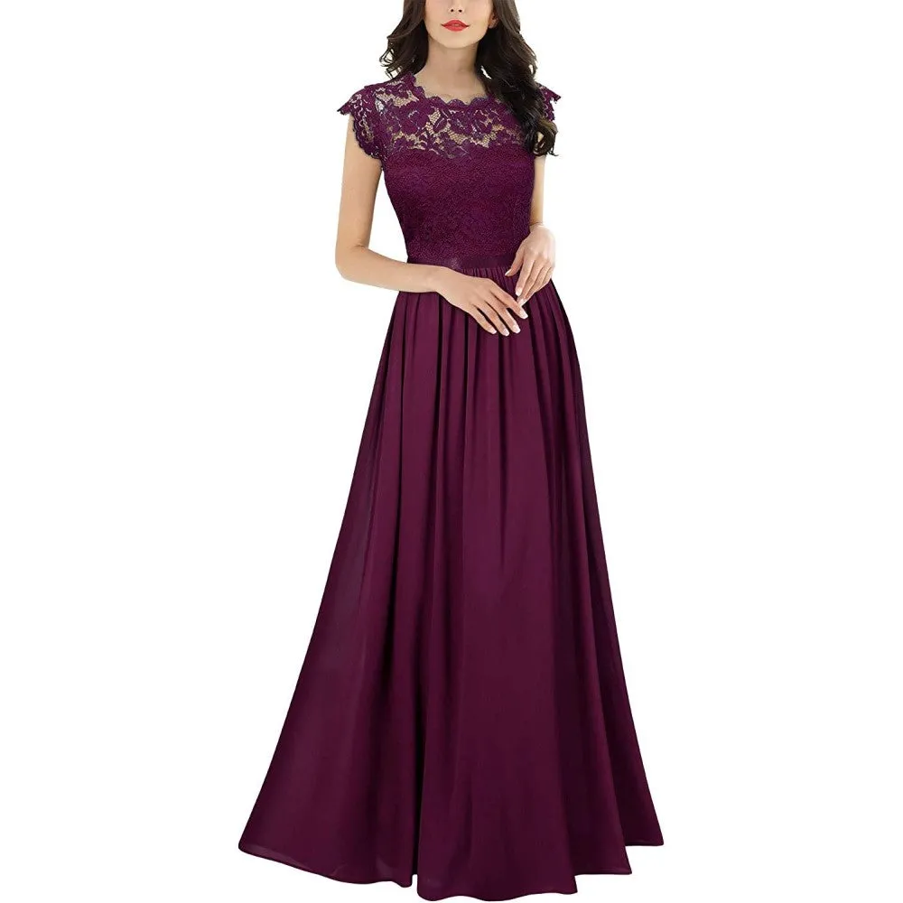 Lace Bridesmaid Dress Floral Evening Party Maxi Dress Wedding Guest Dress