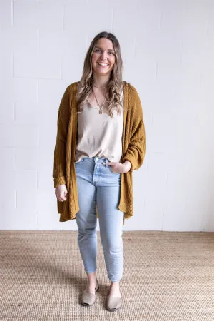 Ladies Knit Cardigan: Mustard XL/XXL