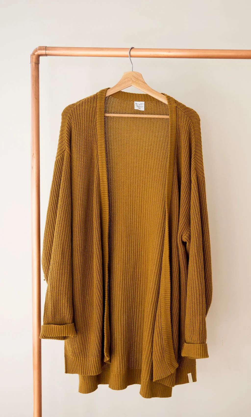 Ladies Knit Cardigan: Mustard XL/XXL