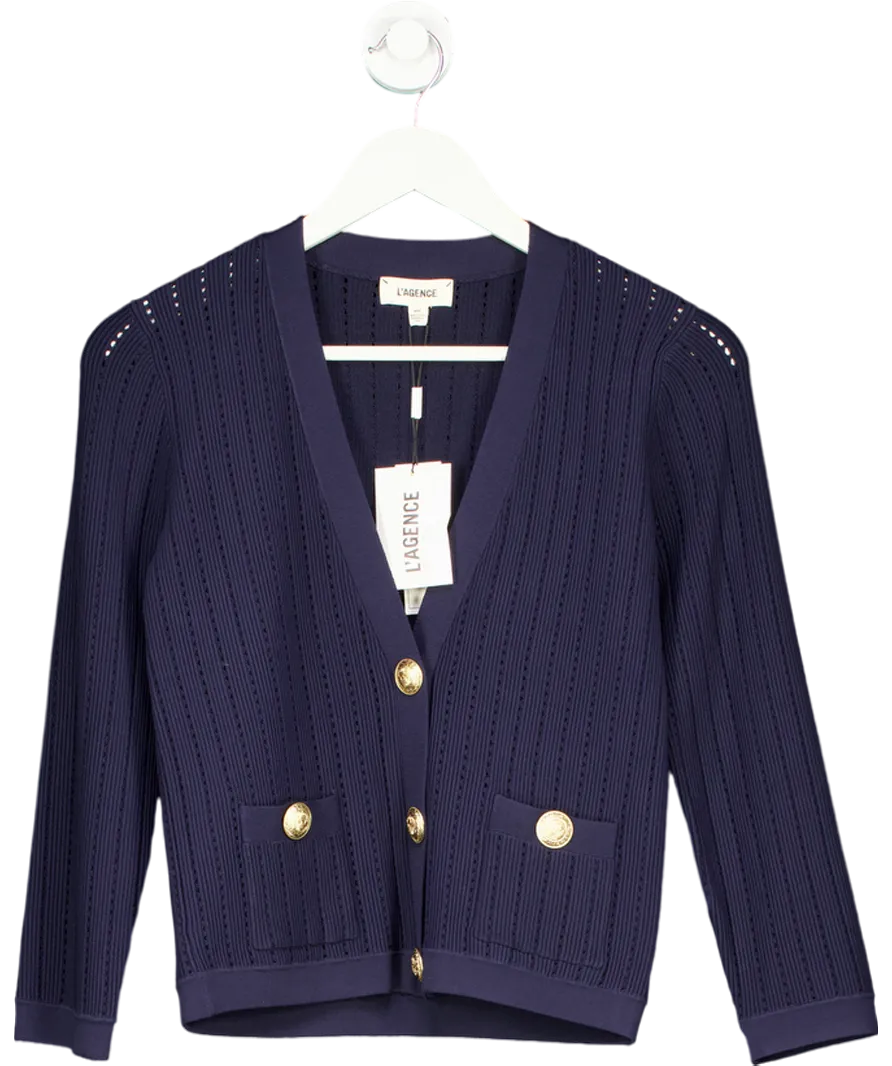 L'agence Blue Irvin Pointell Knit Cardigan UK M