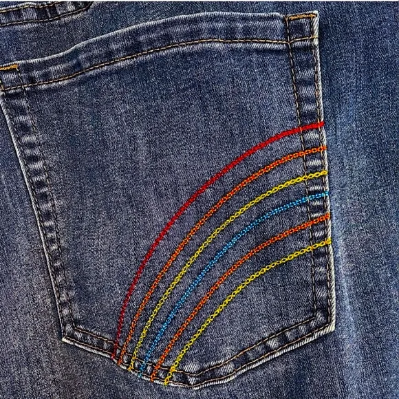 LANE BRYANT High Rise Rainbow Straight Leg Crop Jeans Size 24
