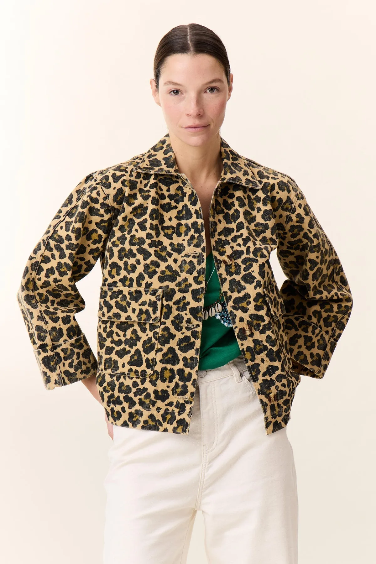 Leon & Harper Vincy Leo   Leopard Short Jacket