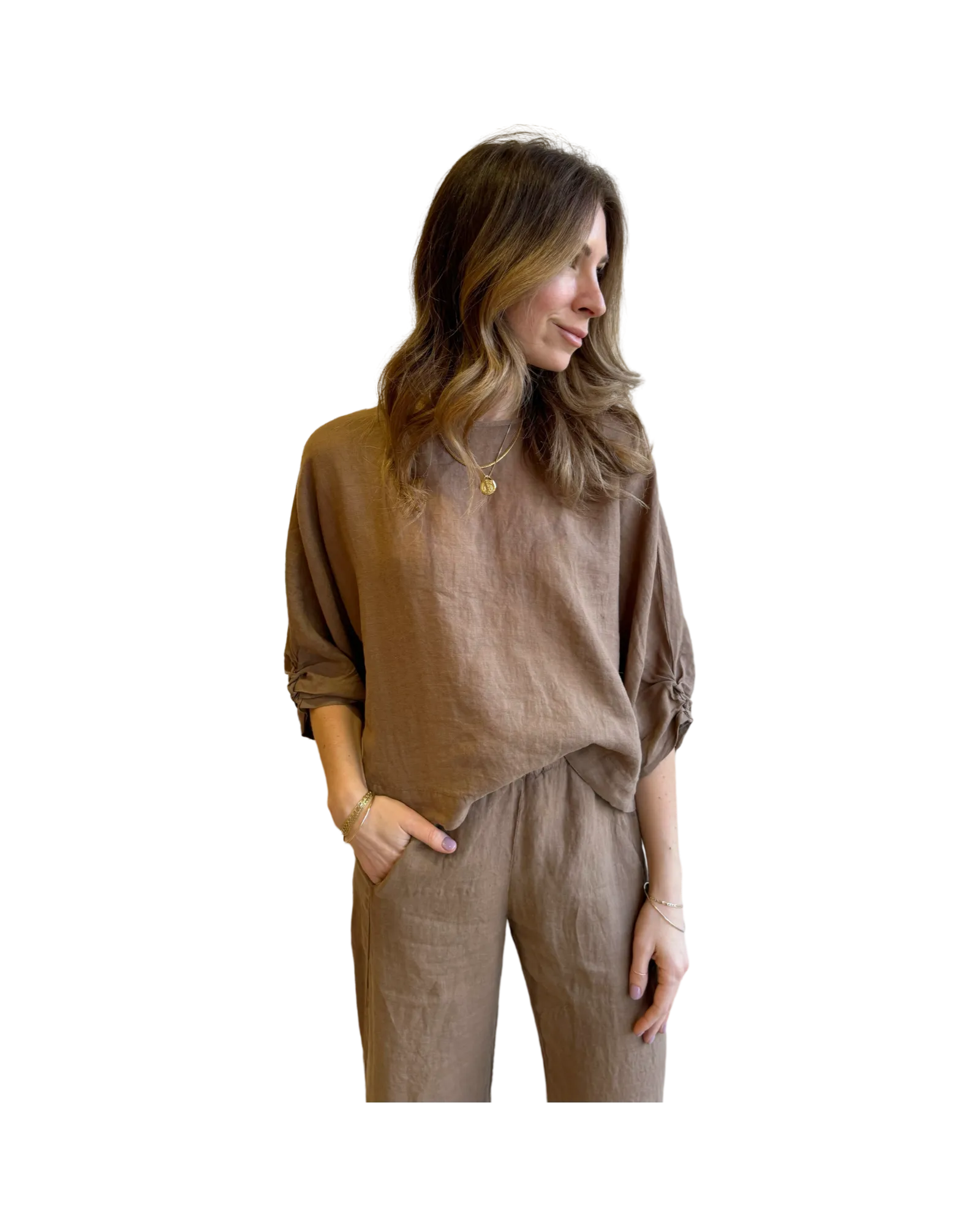 Linen CASS top in bark