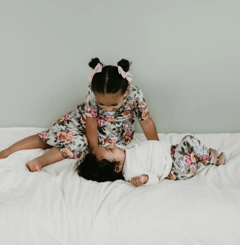 Little And Lively Girls Dress in Antique Floral:  Size 1/2T to 13/14 Years