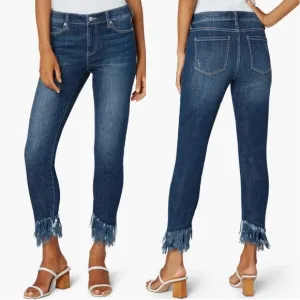 Liverpool Frayed Crop Straight Leg Jeans