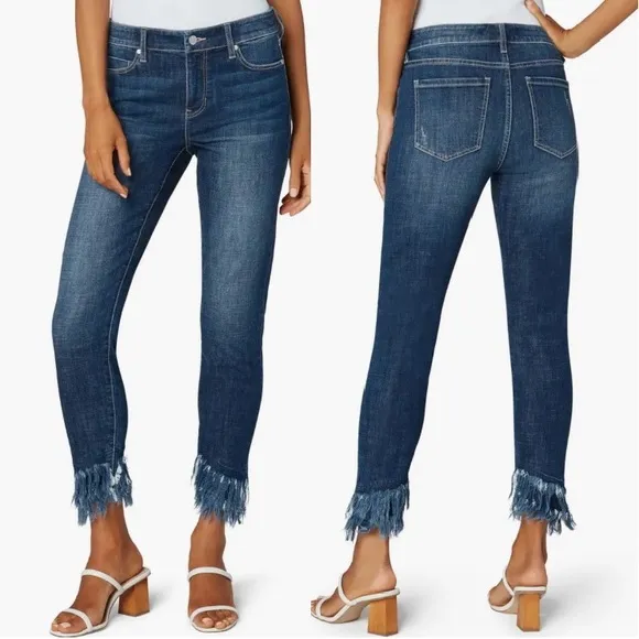 Liverpool Frayed Crop Straight Leg Jeans