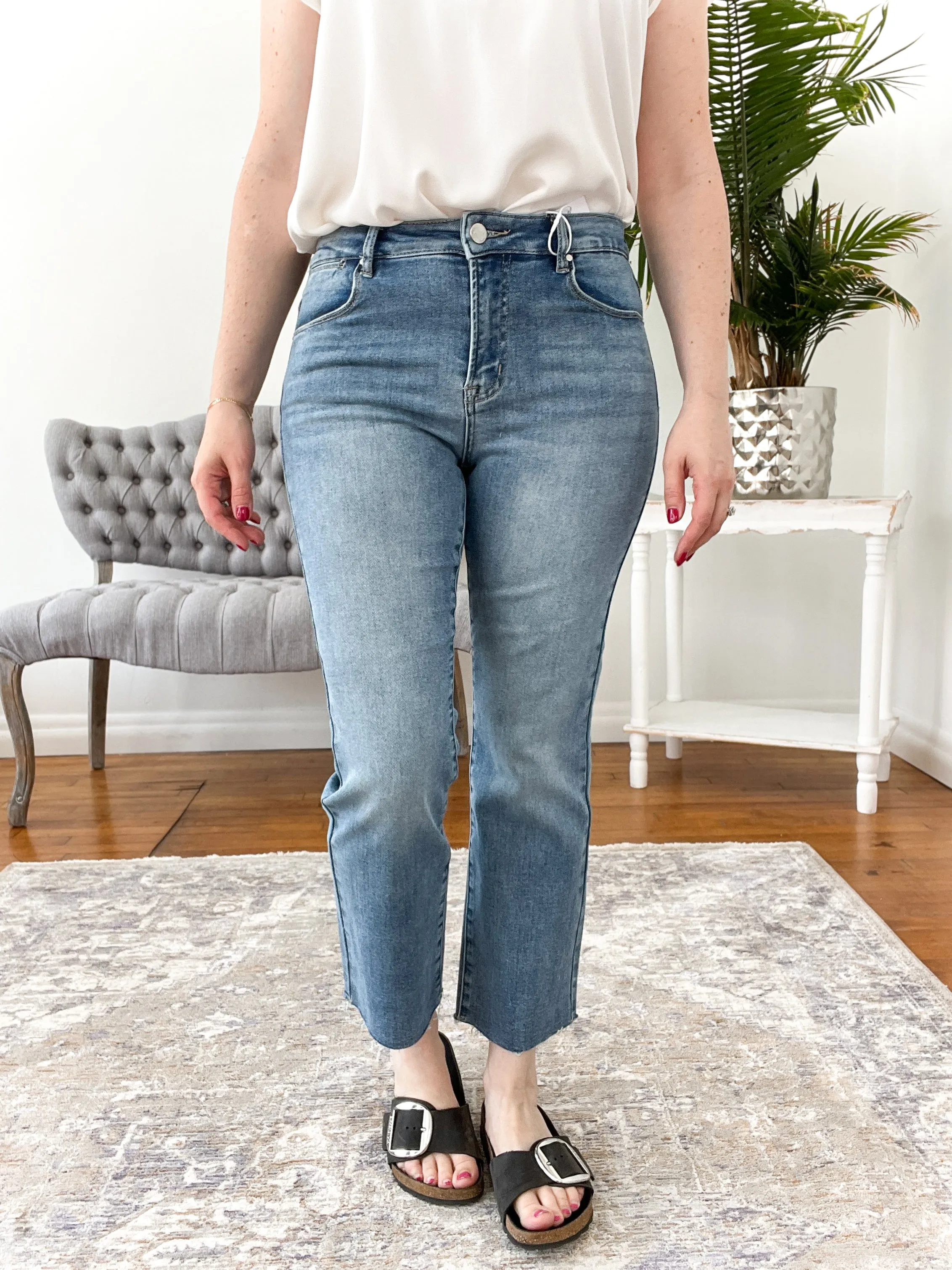 Louisa Mid-Rise Straight Risen Jeans
