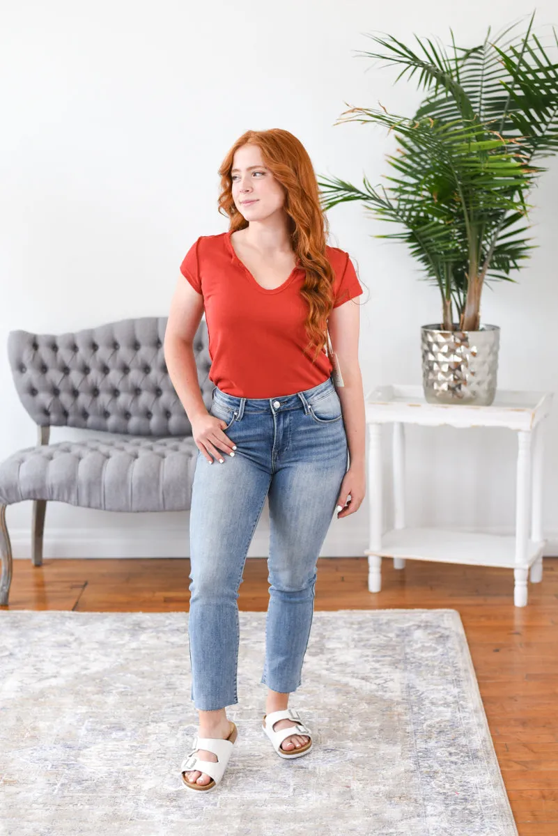 Louisa Mid-Rise Straight Risen Jeans