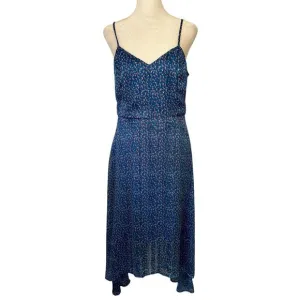 Lulu's Dreams of Love royal blue &amp; red floral sleeveless midi dress size M