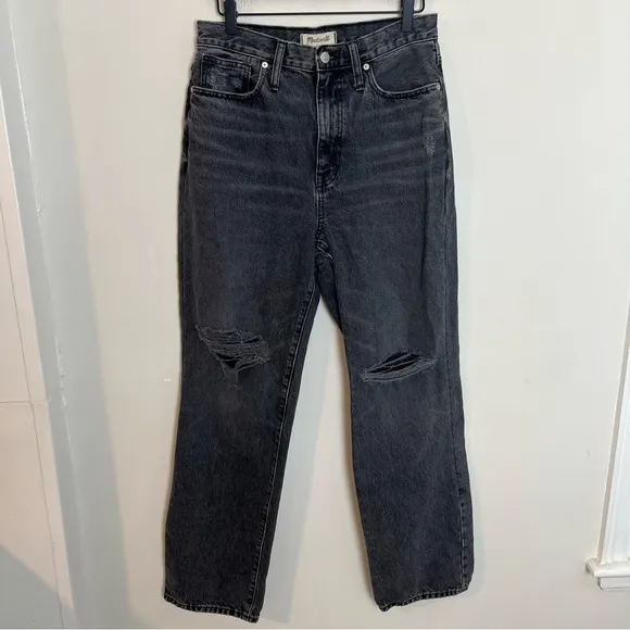MADEWELL- Baggy Straight Jeans in Cavell Wash Ripped Edition Slouchy Denim