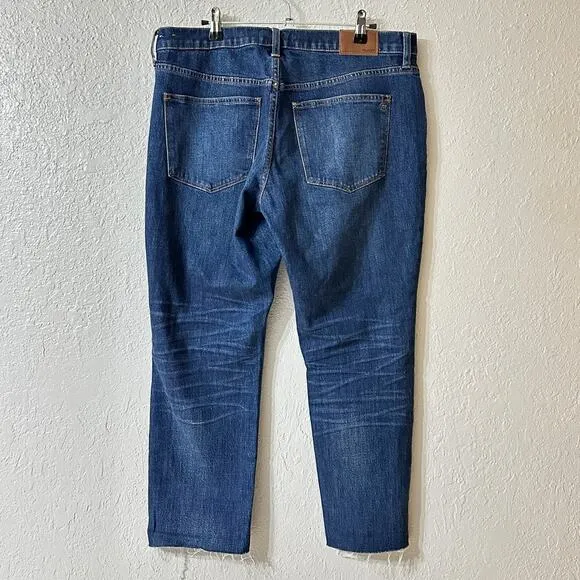 Madewell The Slim Boyjean Jeans Raw Hem Creston Wash Women 30