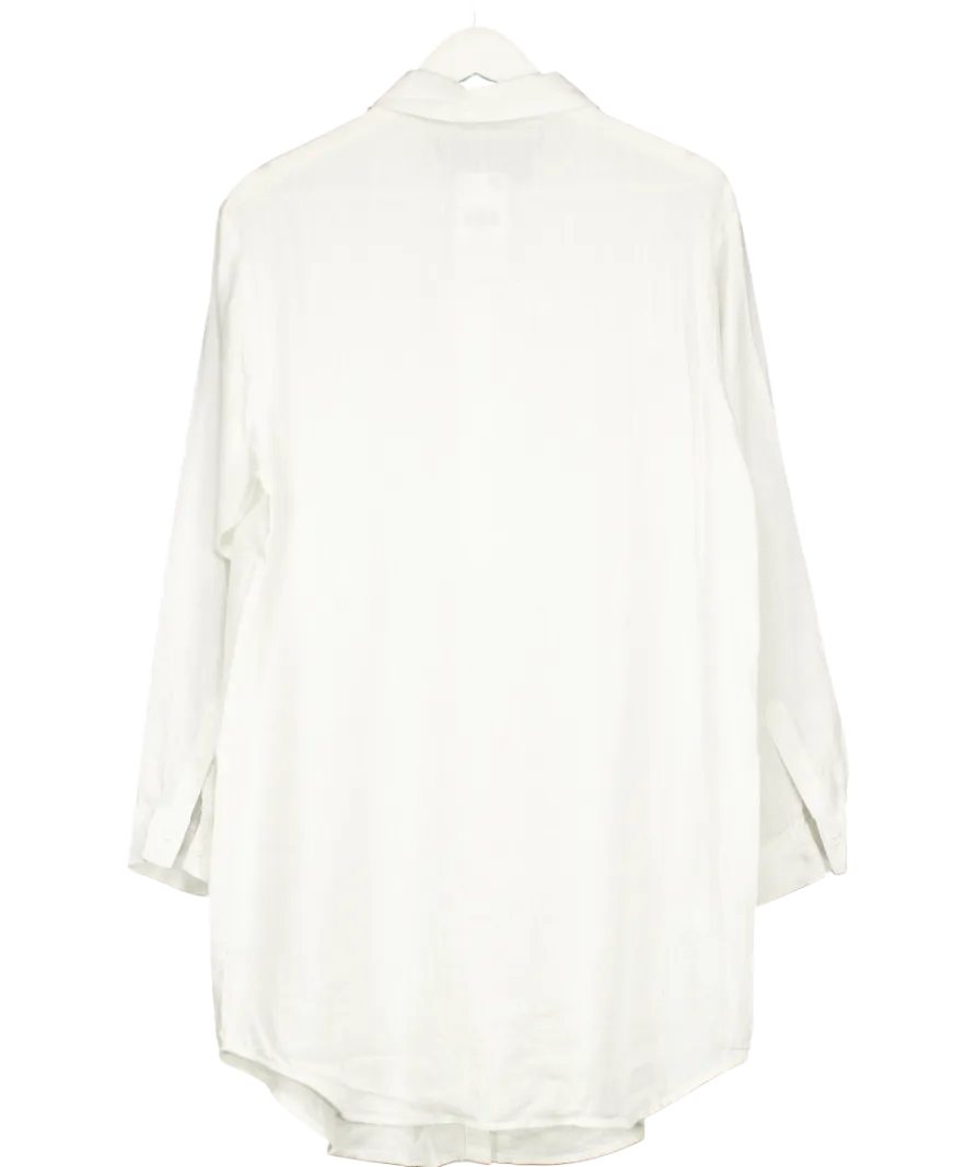 MANGO White Linen Long Shirt UK 12