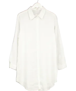 MANGO White Linen Long Shirt UK 12