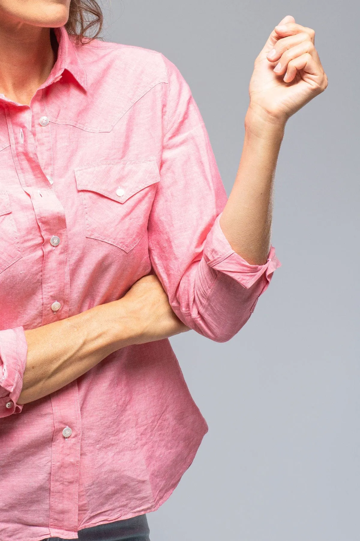 Marcella Linen Shirt in Pink