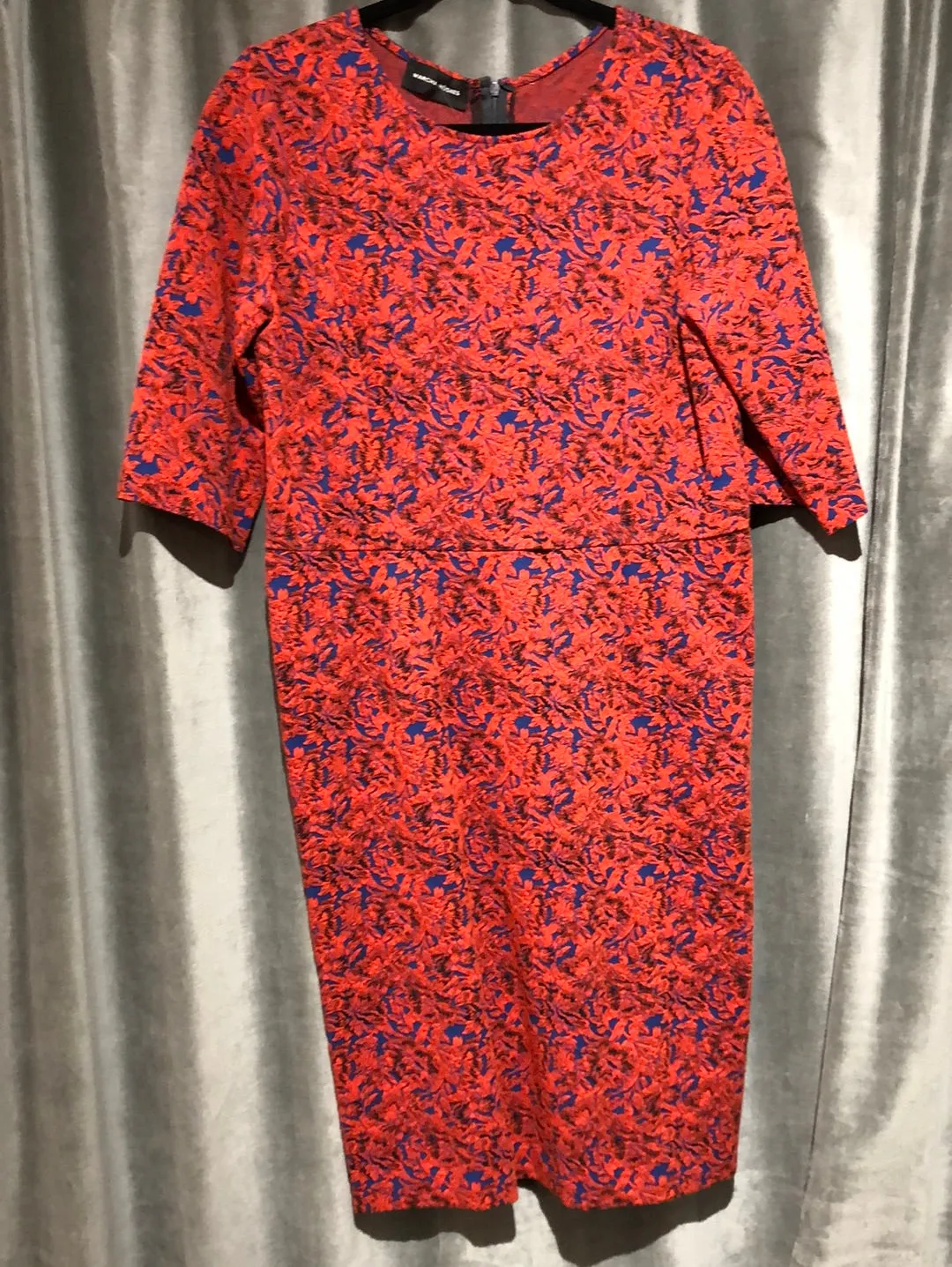 Marcha Huskes Burnt Orange and blue Floral half sleeve dress