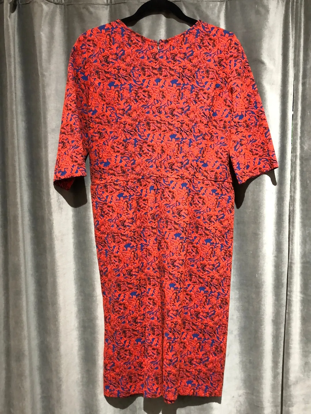 Marcha Huskes Burnt Orange and blue Floral half sleeve dress
