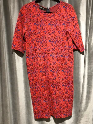 Marcha Huskes Burnt Orange and blue Floral half sleeve dress