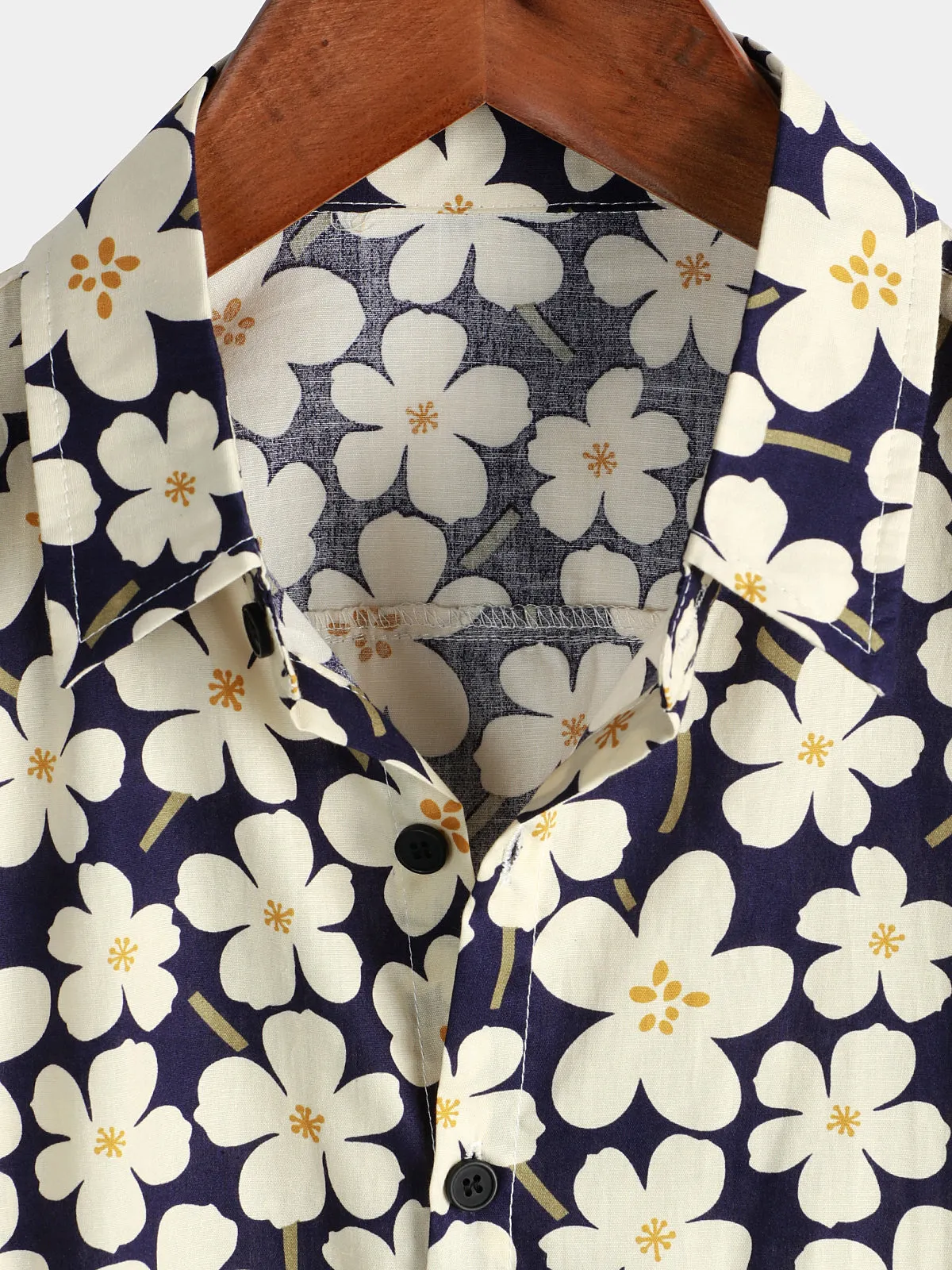 Men's Floral Print Holiday Flower Casual Short Sleeve Shirt