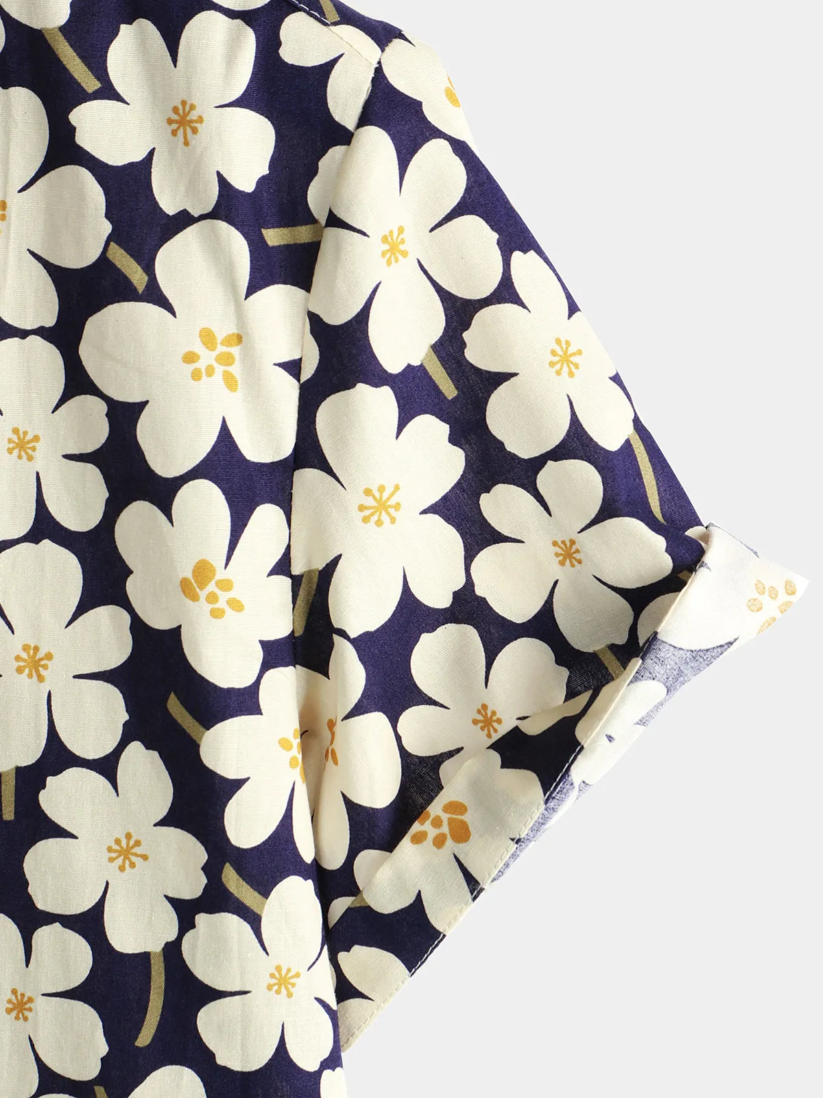 Men's Floral Print Holiday Flower Casual Short Sleeve Shirt
