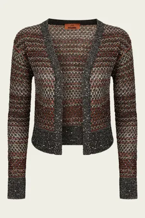 Mesh Knit Sequin Short Cardigan in Multi
