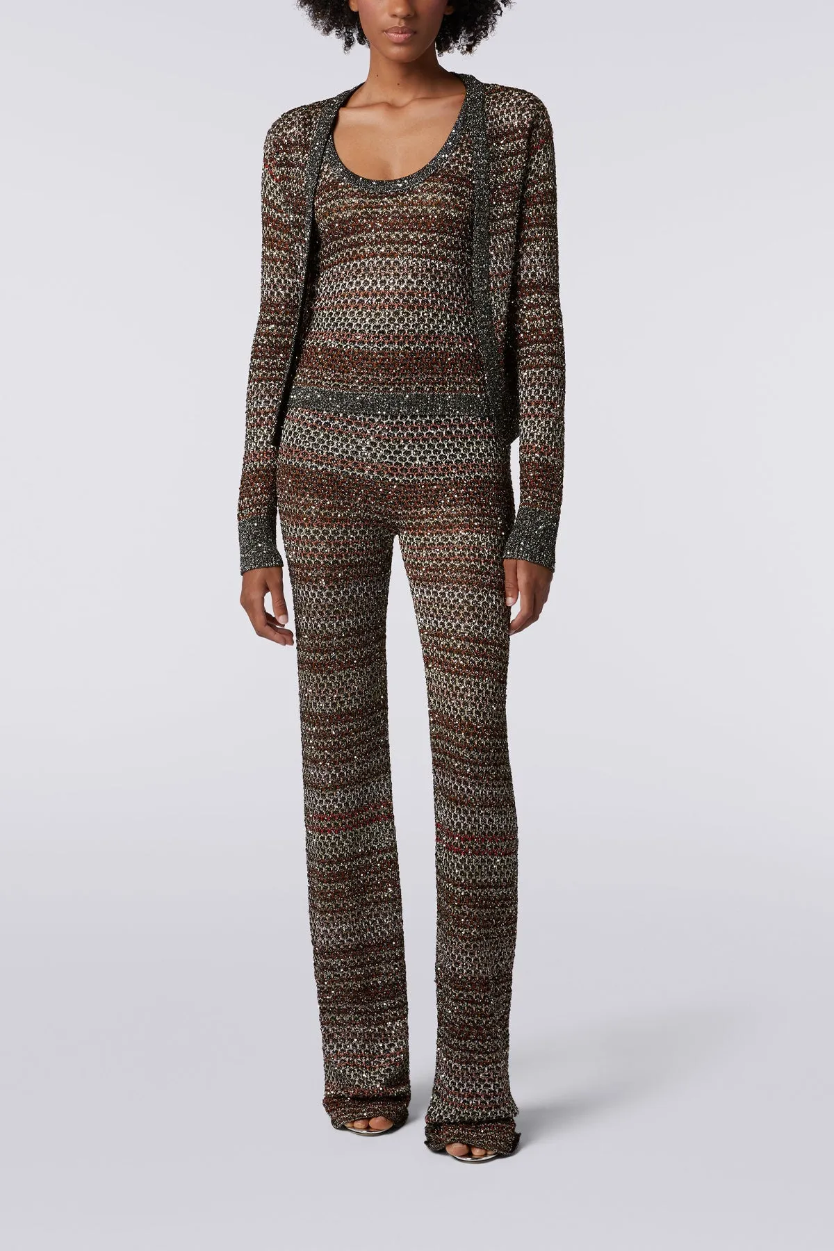 Mesh Knit Sequin Short Cardigan in Multi