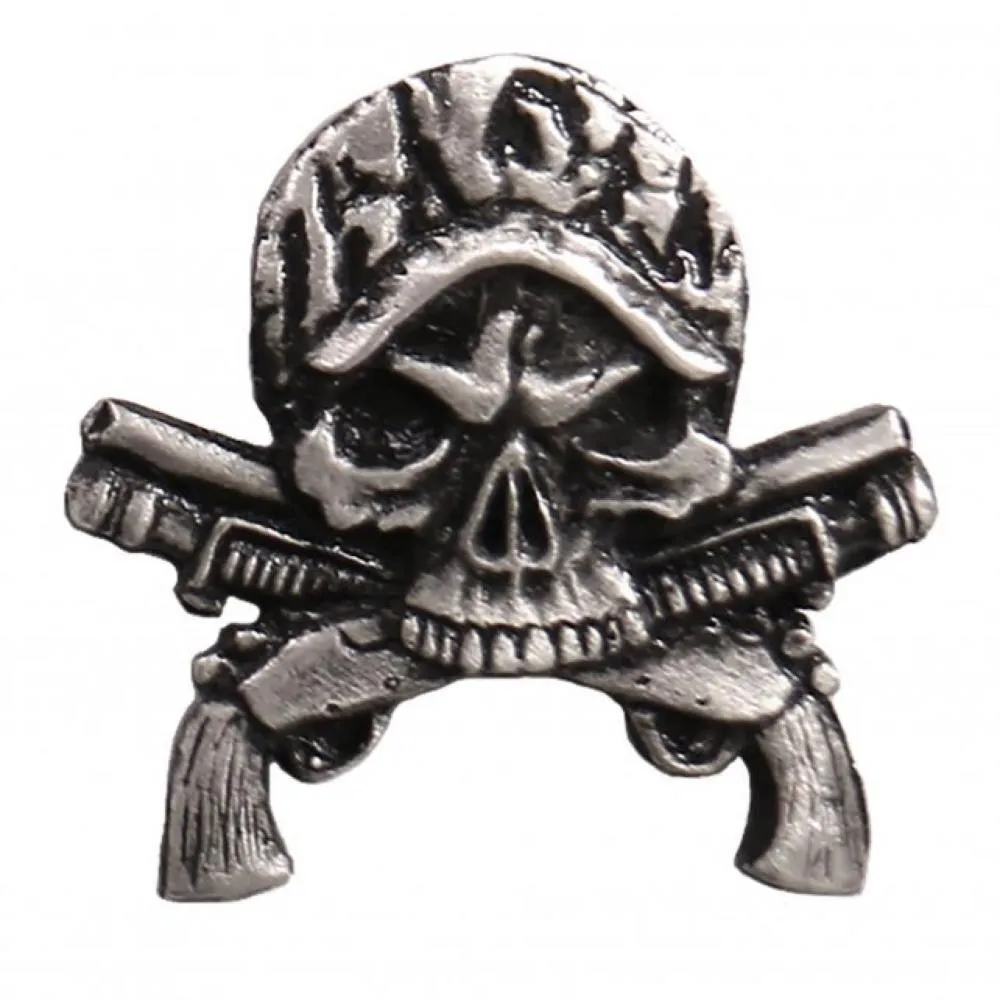 Milwaukee Leather MLP9277 Camo Skull Guns Pin For Jackets, Vest, Hats and Clothing