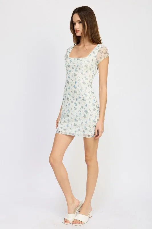 MINI FLORAL DRESS WITH BOW DETAIL