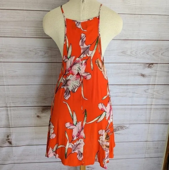 MINKPINK Tangerine Dream Orange High Neck Mini Swing Dress Size Small