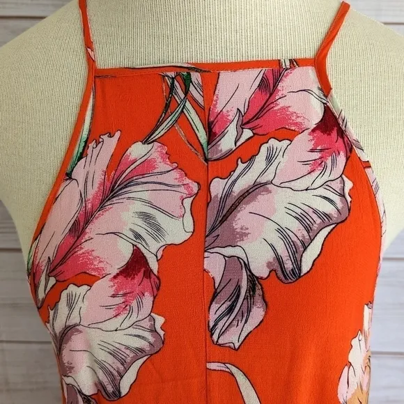 MINKPINK Tangerine Dream Orange High Neck Mini Swing Dress Size Small