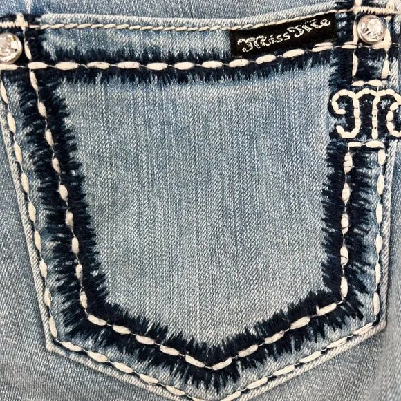 Miss Me Womens Boyfriend Capri Jeans Mid Rise Blue Denim JB5014P8 Size 25