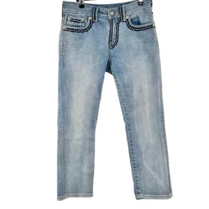 Miss Me Womens Boyfriend Capri Jeans Mid Rise Blue Denim JB5014P8 Size 25