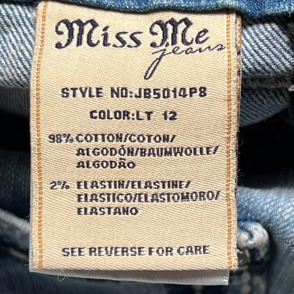Miss Me Womens Boyfriend Capri Jeans Mid Rise Blue Denim JB5014P8 Size 25