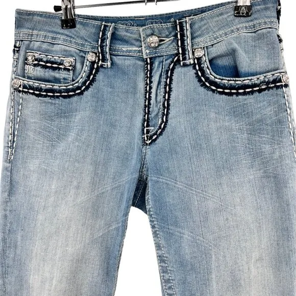 Miss Me Womens Boyfriend Capri Jeans Mid Rise Blue Denim JB5014P8 Size 25