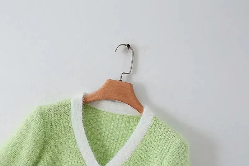 Mohair Single-breasted Knitting Short Cardigan