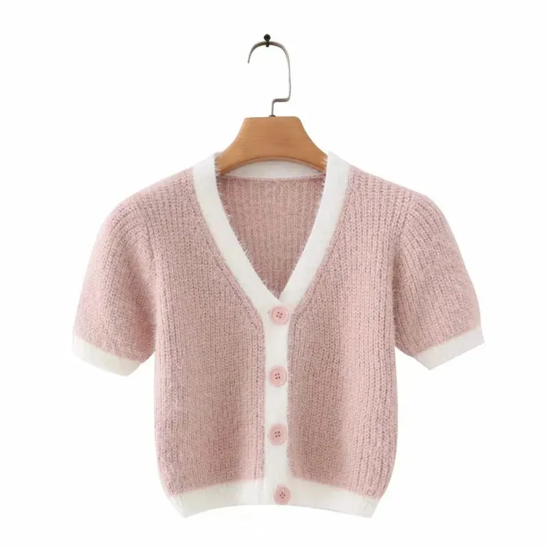 Mohair Single-breasted Knitting Short Cardigan