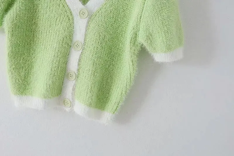 Mohair Single-breasted Knitting Short Cardigan