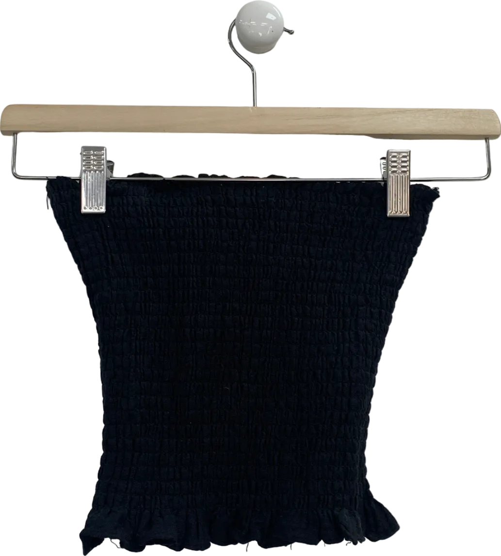 Monday Swimwear Black Crinkle Linen Top UK 8