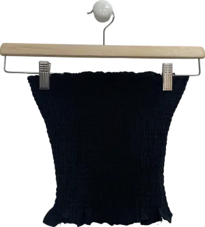 Monday Swimwear Black Crinkle Linen Top UK 8