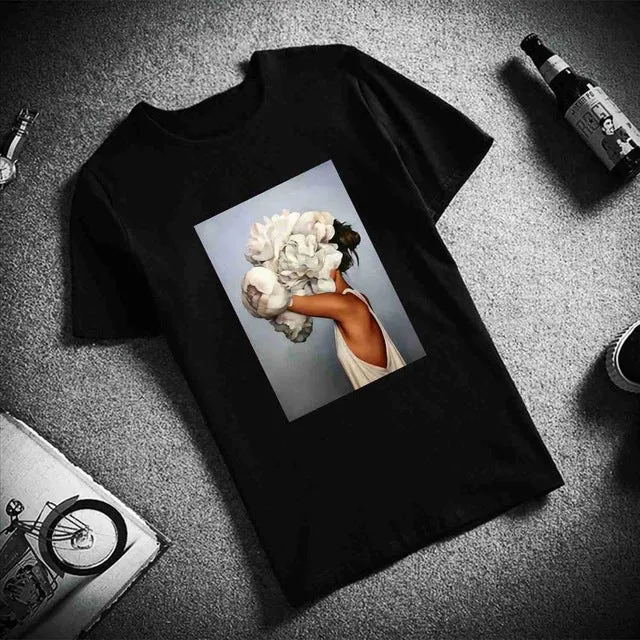 New Cotton Tshirt Sexy Flowers