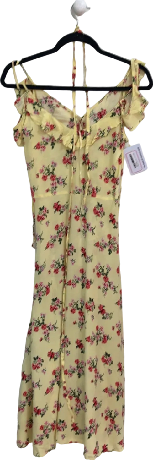 New Look Yellow Floral Ruffle Dress UK 10