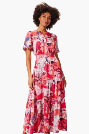 NIC ZOE Pink/Multi Scribble Bouquet Daydream Tiered Maxi Dress S241907