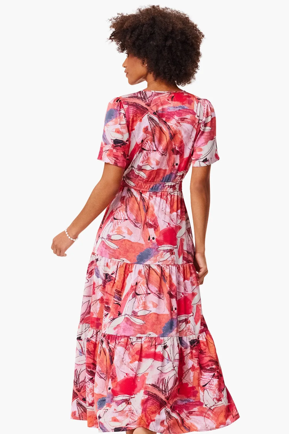 NIC ZOE Pink/Multi Scribble Bouquet Daydream Tiered Maxi Dress S241907