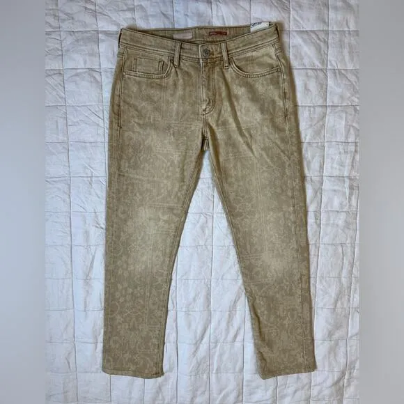 NWT Pilcro Tan w/ Light Floral Paisley Print Mid-rise Slim Boyfriend Jeans - 27