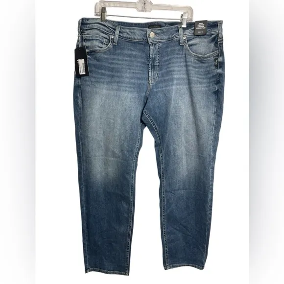 NWT SILVER jeans size 22W Britt Curvy Fit Low Rise Straight Leg Jeans 💙