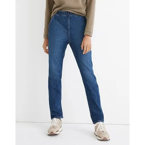 NWT Womens Size 26 26x29 1/2 Madewell Pull-On Straight Jeans in Saull Blue Wash